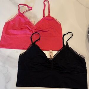 Victoria’s Secret 2 Seamless Bralette Bundle (1) Black/ (1) Pink Size Medium NWT
